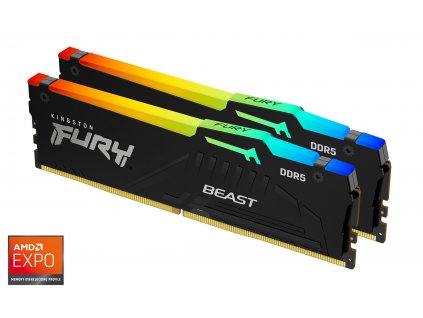 Kingston Fury Beast DDR5 64GB 6000MHz CL36, RGB chladič (Kit 2x32GB), AMD EXPO (KF560C36BBEAK2-64)
