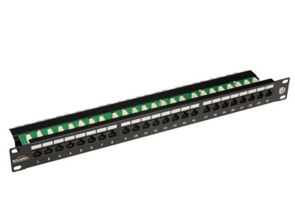 SOLARIX patch panel, CAT6, 24 x RJ45 , UTP, s vyvazovací lištou, černý, 1U