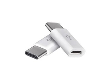 Adaptér microUSB-B 2.0 / USB-C 2.0, bílý, 2 ks (SM7023)
