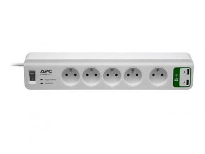 APC Essential SurgeArrest 5 outlets with 5V, 2.4A 2 port USB Charger 230V France - přepěťová ochrana 5 zásuvek 1,8m (PM5U-FR)
