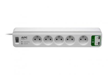 APC Essential SurgeArrest 5 outlets with 5V, 2.4A 2 port USB Charger 230V France - přepěťová ochrana 5 zásuvek 1,8m