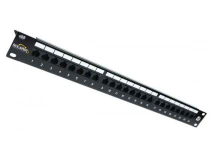 SOLARIX patch panel, CAT5E, 24 x RJ45, UTP s vyvazovací lištou, černý, 1U