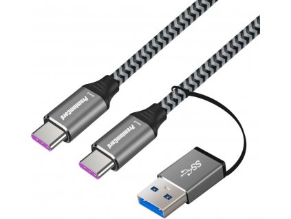 USB-C kabel ( USB 3.2 GEN 2, 5A, 100W, 20Gbit/s ) bavlněný oplet, 2m (ku31cq2)