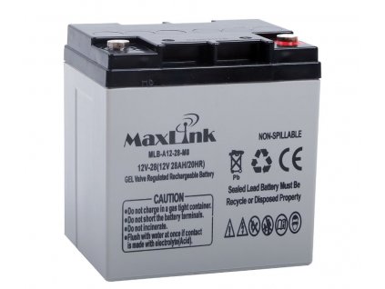 MaxLink olověná baterie AGM 12V 28Ah,konektor M6 (MLB-A12-28)