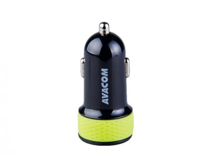 Avacom nabíječka do auta s dvěma USB výstupy 5V/1A - 3,1A, černo-zelená (NACL-2XKG-31A)