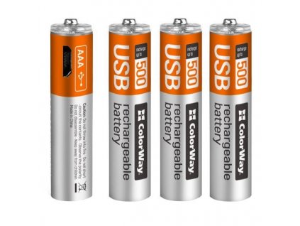 ColorWay nabíjecí baterie AAA 400mAh/ USB/ 1.5V/ 4ks v balení (DUAL-P-CW-UBAAA-01)