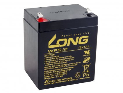 Long 12V 5Ah olověný akumulátor F1 (WP5-12 F1) (PBLO-12V005-F1A-1)