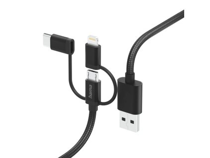 Hama USB kabel 3v1: micro USB, USB-C, Lightning, 1,5 m (201536)