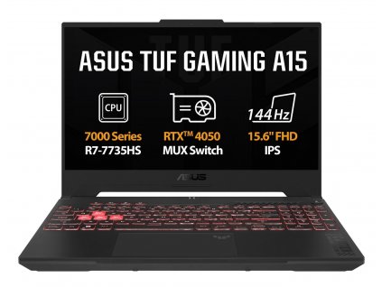 ASUS TUF Gaming A15/FA507NU/R7-7735HS/15,6"/FHD/16GB/1TB SSD/RTX 4050/bez OS/Gray/2R (FA507NU-LP054)