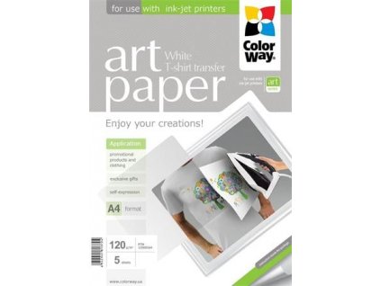 ColorWay ART T-shirt nažehlovací papír světlý 120g/m2, A4 5ks (PTW120005A4)