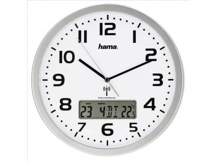 Hama Extra, nástěnné hodiny řízené rádiovým signálem, s datem a teplotou (186333)