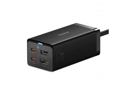 Baseus GaN5 Pro rychlonabíjecí stolní adaptér 2x USB-C + USB-A + HDMI 67W 1.5m kabel černá (CCGP110201)