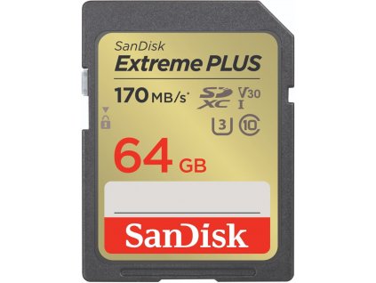 SanDisk Extreme PLUS SDXC 64GB 170MB/s UHS-I U3 Class 10 (SDSDXW2-064G-GNCIN)