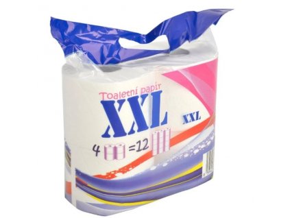 Toaletní papír XXL 4 role - odpovídá 12 běžným rolím, 55 m, 500 útržků, 2 vrstvy, celulóza