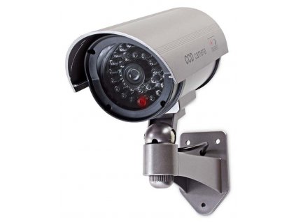 NEDIS atrapa bezpečnostní kamery s infračervenou LED/ bullet/ IP44/ venkovní/ šedá (DUMCB40GY)