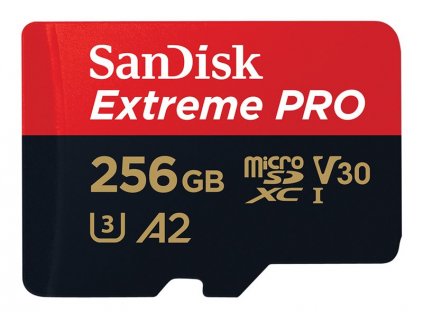 SanDisk Extreme PRO microSDXC 256GB 200MB/s A2 Class 10 V30 UHS-I U3, adapter (SDSQXCD-256G-GN6MA)