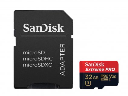 SanDisk Extreme Pro microSDHC 32GB 100MB/s A1 Class 10 UHS-I V30 + adaptér (SDSQXCG-032G-GN6MA)