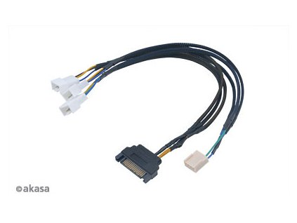 AKASA kabel FLEXA FP3S, pro připojení 3 PWM ventilátorů , 30cm (AK-CBFA06-30)