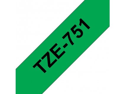 Brother TZe-751, černý tisk na zelené, šířka 24 mm, laminovaná (TZE751)