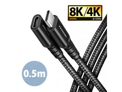 AXAGON BUCM32-CF05AB prodlužovací kabel USB-C (M) <-> USB-C (F), 0.5m, USB 20Gbps, PD 240W ALU oplet (BUCM32-CF05AB)