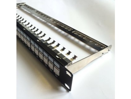 Patch panel 19" STP 24 port CAT6A 1U BK / VL beznástrojový (3132)