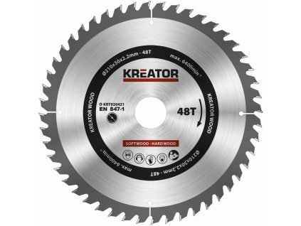 Kreator KRT020421 - Pilový kotouč na dřevo 210mm, 48T (KRT020421)