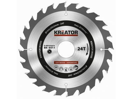Kreator KRT020410 - Pilový kotouč na dřevo 165mm, 24T (KRT020410)