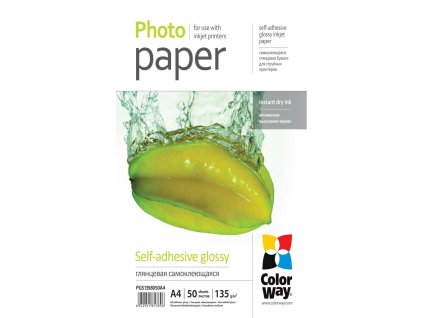 ColorWay fotopapír/ glossy self-adhesive 135g/m2, A4/ 50 kusů (PGS1358050A4)