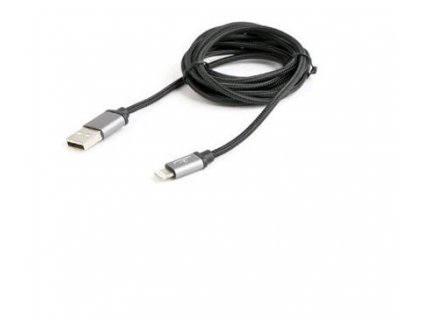 Kabel CABLEXPERT USB 2.0 Lightning (IP5 a vyšší) nabíjecí a synchronizační kabel, opletený, 1,8m, černý, blister (CCB-mUSB2B-AMLM-6)