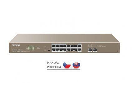 Tenda TEG1118P-16-250W PoE AT Gigabit switch 16x 1Gb/s PoE 802.3af/at + 2x SFP 1Gb/s, PoE+ 230W,Rack (TEG1118P-16-250W)