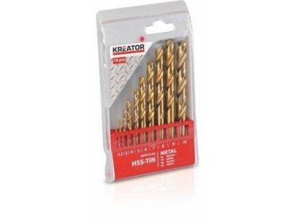 Kreator KRT012102 - 10 ks HSS Vrtáků do kovu TIN SET 1-10 mm (KRT012102)