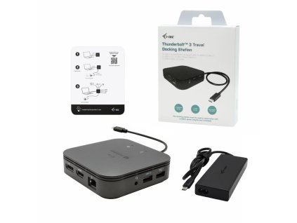 i-tec Thunderbolt 3 Travel Dock Dual 4K Display with Power Delivery 60W + i-tec Universal Charger 77 (TB3TRAVELDOCKPD60W)