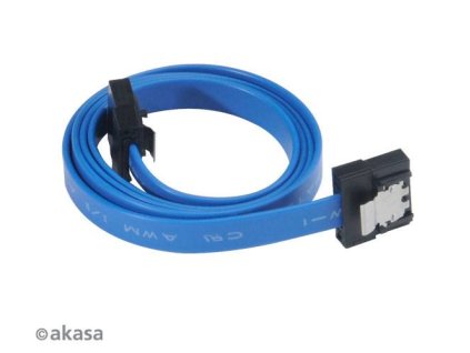AKASA kabel SATA 3.0, super tenký, se skrytým zámkem, 50cm, modrý (AK-CBSA05-50BL)