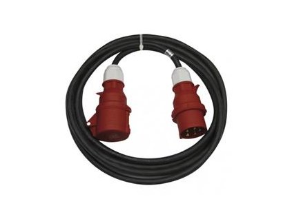 3 fázový venkovní prodlužovací kabel 20m / 1 zásuvka / černý / guma / 400 V / 2,5mm2 (PM0904)