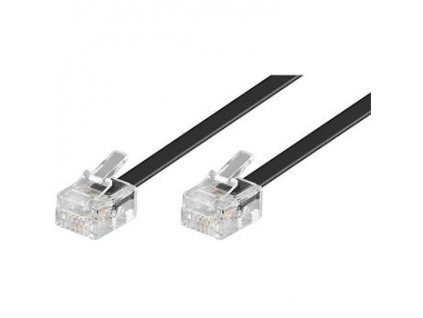 Kabel telefonní rovný 6P4C plug - 6P4C plug 10m - čern (tk6-10b)