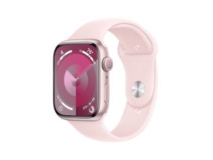 Apple Watch Series 9 45mm Růžový hliník se světle růžovým sportovním řemínkem - M/L (MR9H3QC/A)