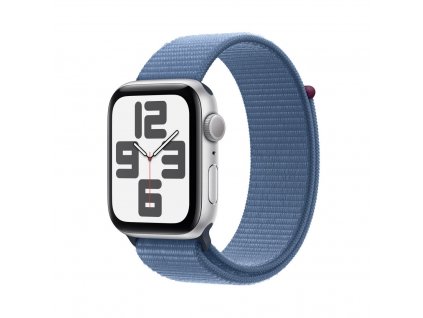 HOD GPS MTP Apple Watch SE 44mm Stříbrný hliník s ledově modrým provlékacím sportovním řemínkem (MREF3QC/A)