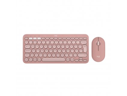 Logitech Pebble 2 Combo, bezdrátová klávesnice a myš, růžová (920-012241)