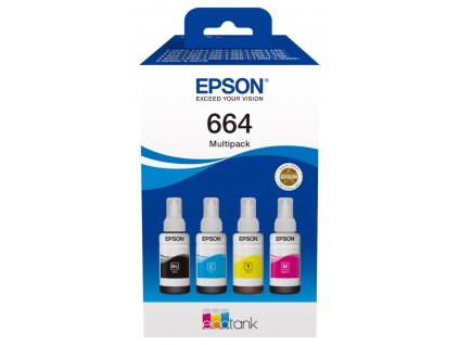 Epson inkoustová náplň/ T66464A/ 664 EcoTank/ L120/ L310/ L305x/ L3060/ L3070/ L1300/ 4-colour Multipack (C13T66464A)