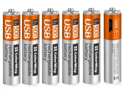 ColorWay nabíjecí baterie AAA 400mAh/ micro USB/ 1.5V/ 6ks v balení (CW-UBAAA-06)