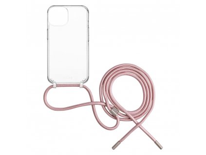 Pouzdro FIXED Pure Neck s růžovou šňůrkou na krk pro Apple iPhone 15 (FIXPUN-1200-PI)