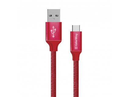 ColorWay USB-C kabel 2m 2.4A, červená (CW-CBUC008-RD)