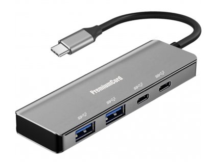 PremiumCord 10G SuperSpeed Hub USB-C na 2x USB 3.2 C +2x USB 3.2 A, Aluminum (ku31hub11)