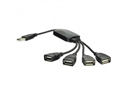 Akyga Hub USB 2.0 4-port, ABS, černá, 15cm (AK-AD-13)