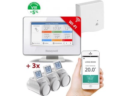 Honeywell Home EvoHome Starter Set 3 CZ, EvoHome Touch WiFi + 3x termohlavice + BDR91 (ATP921_EE2)