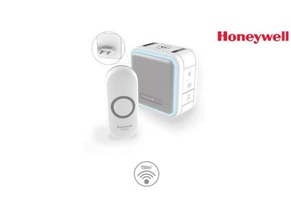 Honeywell Home DC515NP2 bezdrátový zvonek Series 5, 150 m, 6 melodií, základna do zásuvky bílá, design. tlačítko (DC515NP2)