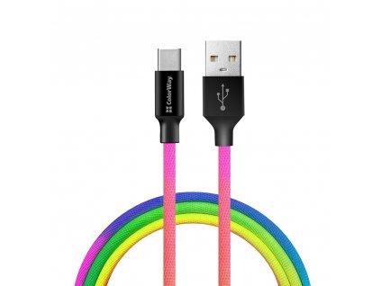 ColorWay USB-C kabel 1m 2.4A, vícebarevný (CW-CBUC018-MC)