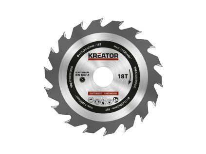 Kreator KRT020434 - Pilový kotouč na dřevo 115mm, 18T (KRT020434)