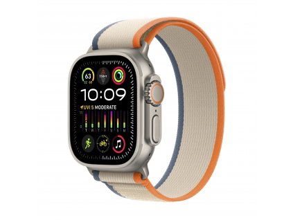 Apple Watch Ultra 2 49mm titanové pouzdro s oranžovo-béžovým trailovým tahem - S/M (MRF13CS/A)