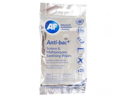 AF Anti-bac - Screen a Multipurpose Antibakteriální čisticí ubrousky, 25ks (ABTW025P)